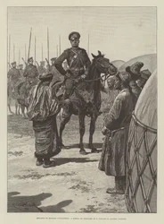 Advance of Russian Civilisation, a Sotnia of Cossacks at a Village in Chinese Tartary
